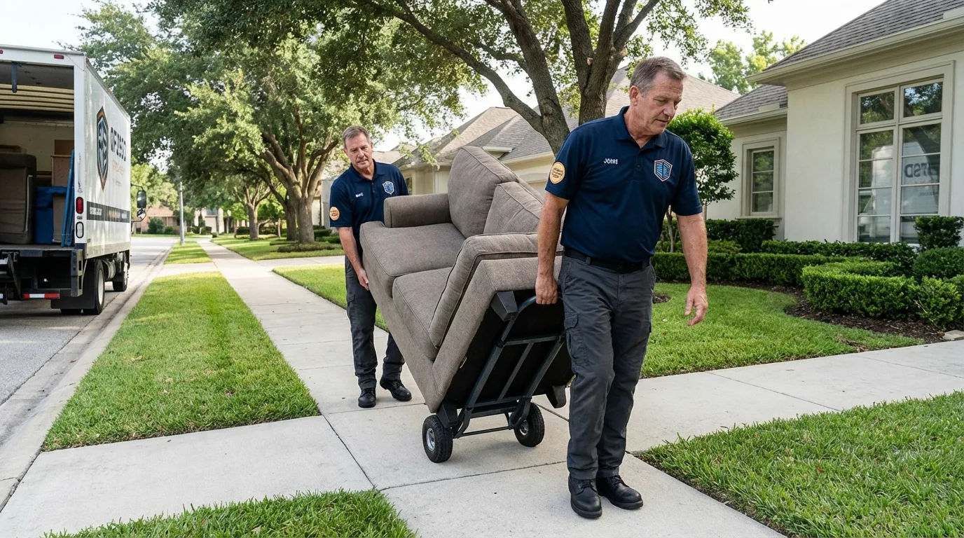 Local residential moving crew loading furniture in North Palm Beach, FL